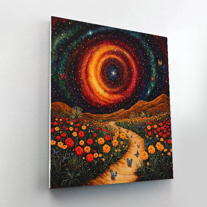 Frida Kahlo Inspired Desert Bloom Cosmos paint by color
