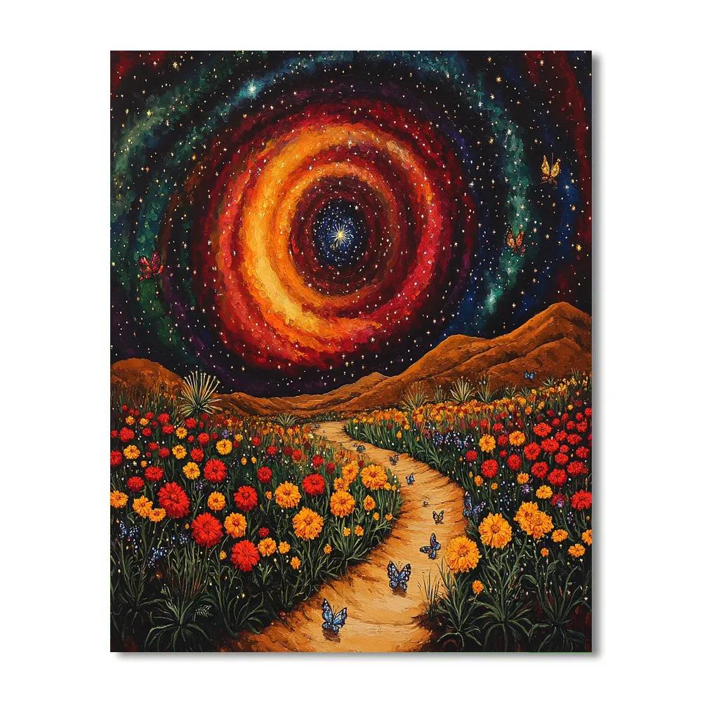 Frida Kahlo Inspired Desert Bloom Cosmos paint by color