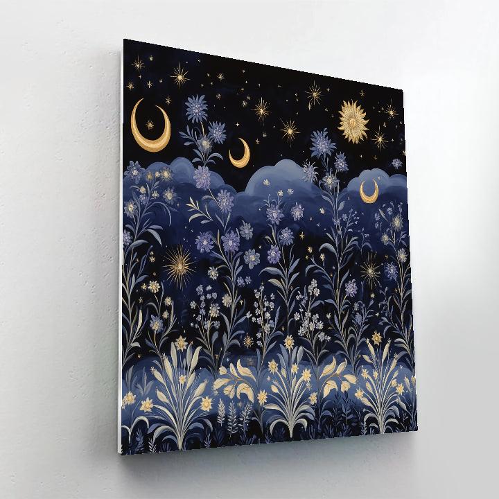 Alphonse Mucha Inspired Celestial Garden Nocturne paint by number