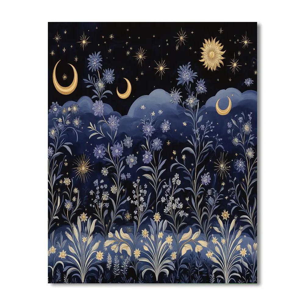 Alphonse Mucha Inspired Celestial Garden Nocturne paint by number