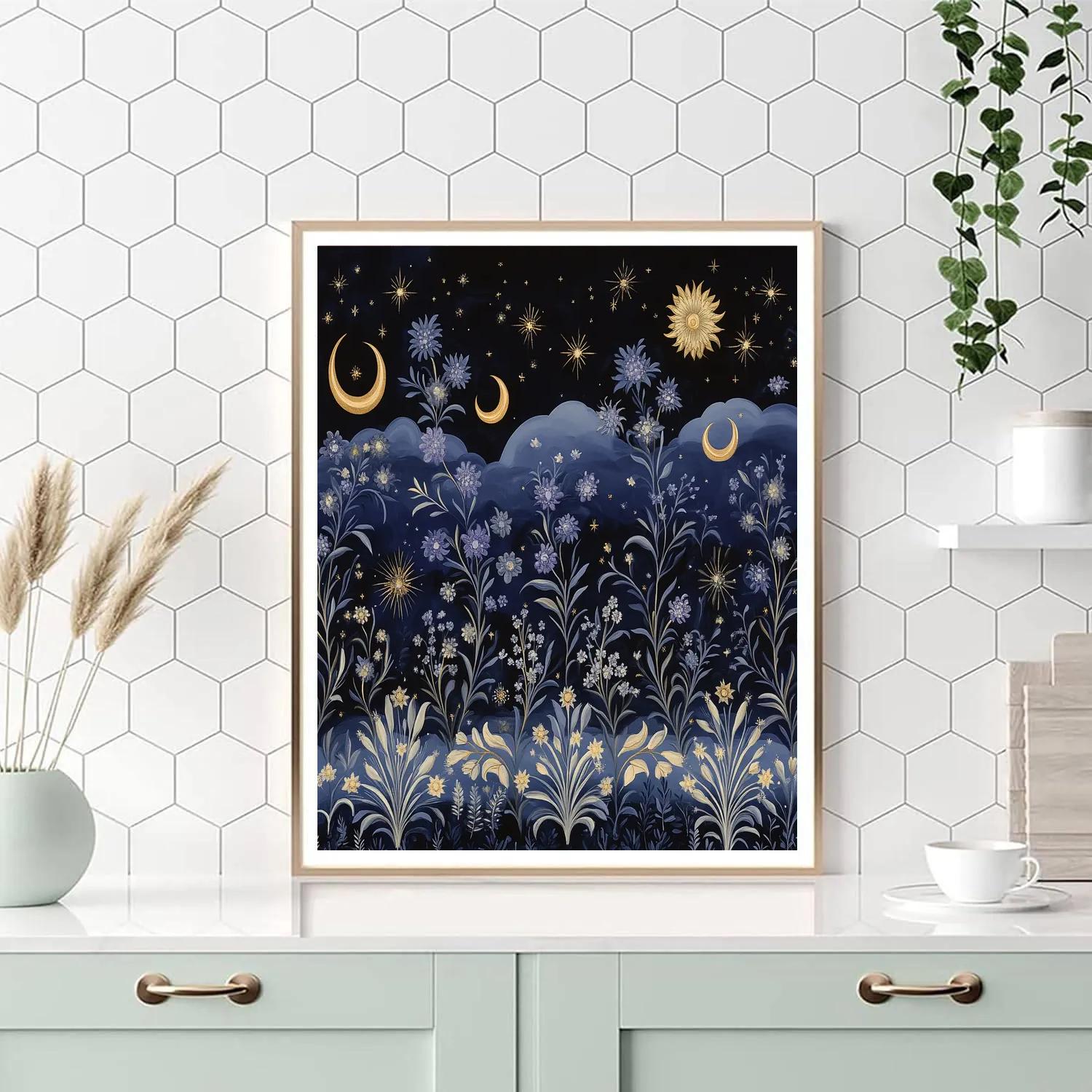 Alphonse Mucha Inspired Celestial Garden Nocturne paint by number