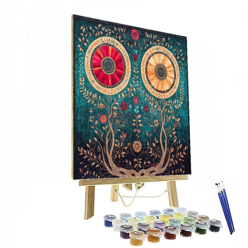 Frida Kahlo Inspired Sun And Moon Tapestry Of Roots paint by number