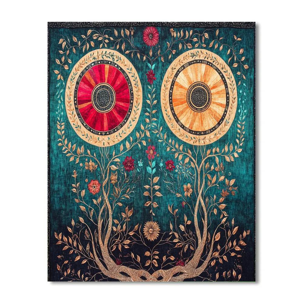 Frida Kahlo Inspired Sun And Moon Tapestry Of Roots paint by number
