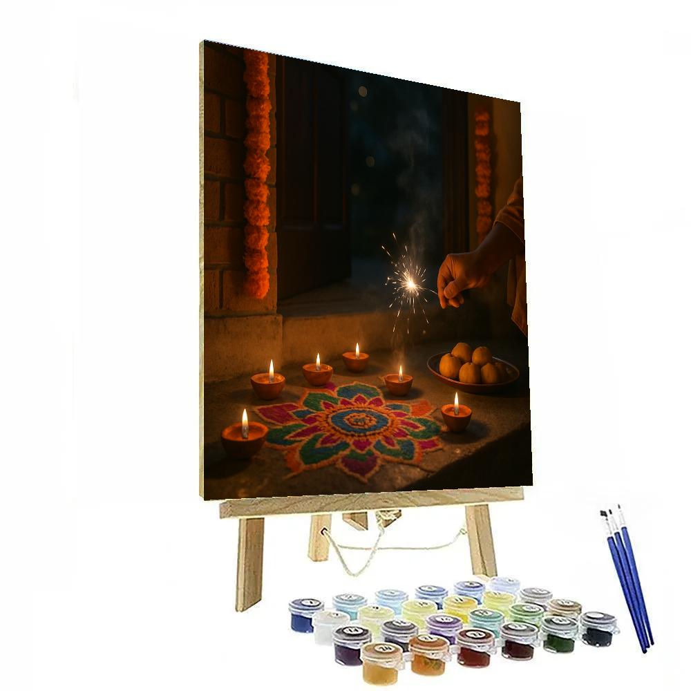 Diwali Doorstep Lamp Lighting Painting by numbers kit