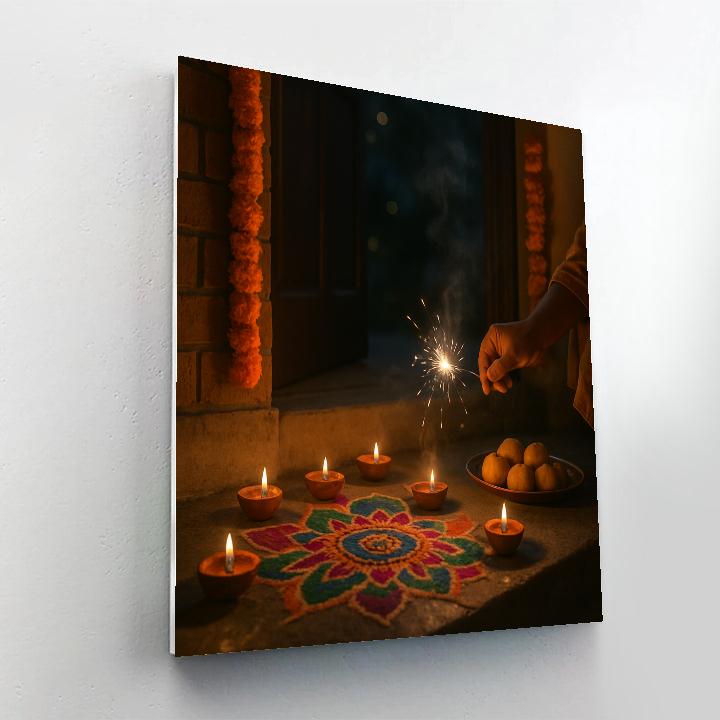 Diwali Doorstep Lamp Lighting Painting by numbers kit