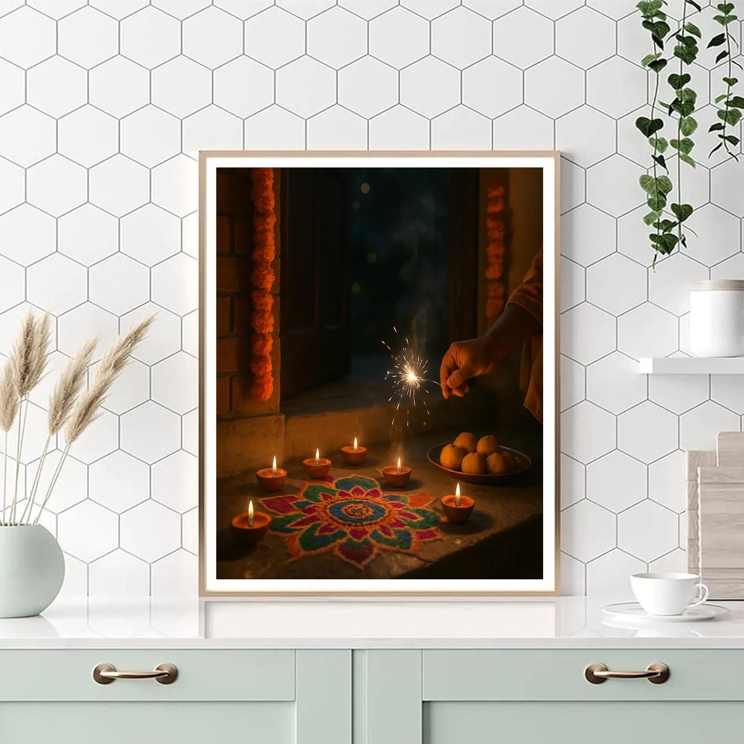 Diwali Doorstep Lamp Lighting Painting by numbers kit