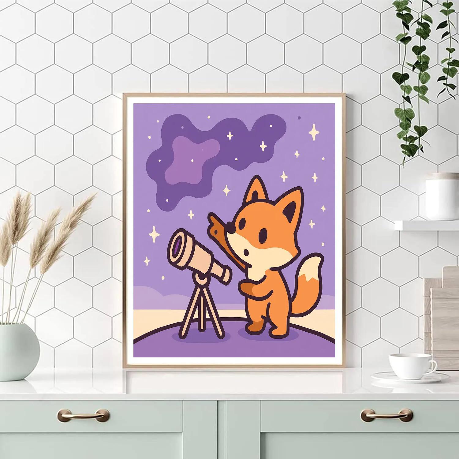 Nebula Fox Astronomer paint by number