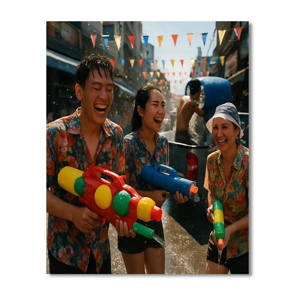 Songkran Water Festival Splash painting number kit