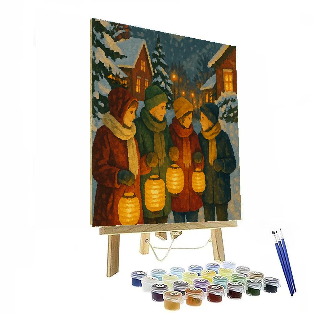 Lanterns On Frost Lane Painting by numbers kit