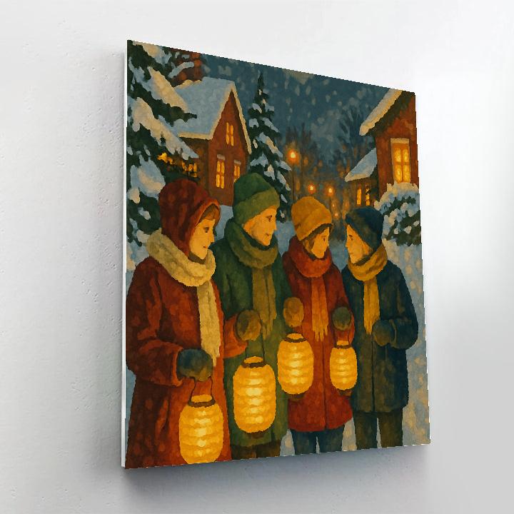 Lanterns On Frost Lane Painting by numbers kit