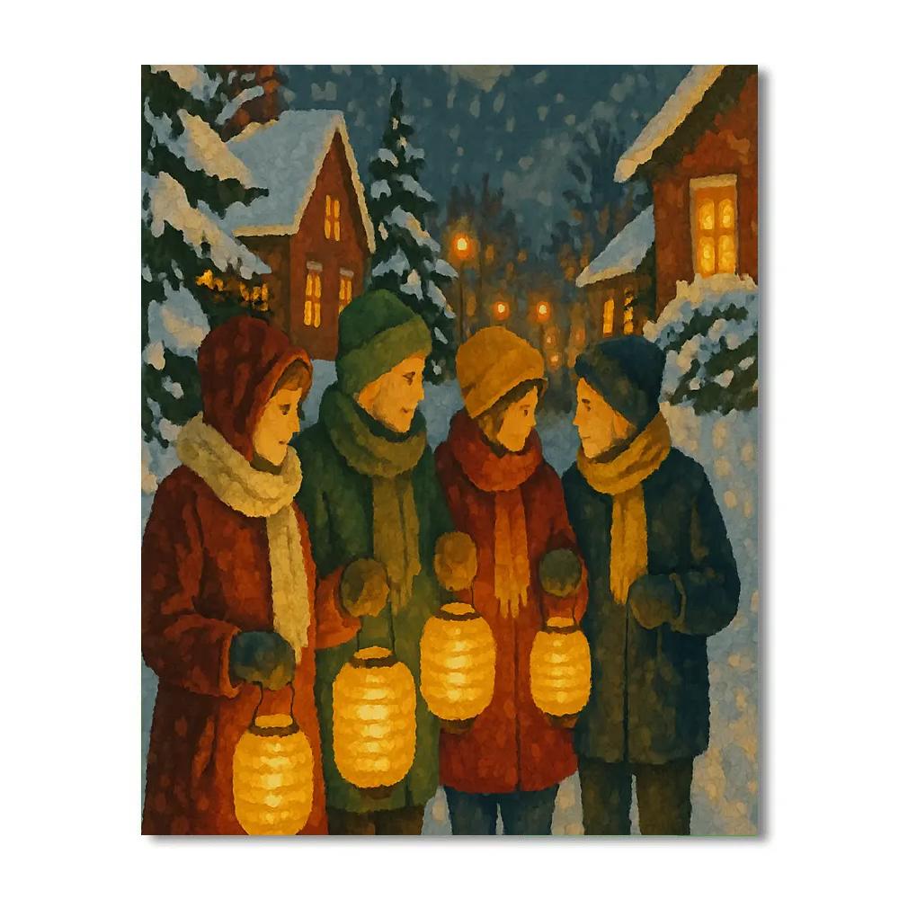 Lanterns On Frost Lane Painting by numbers kit