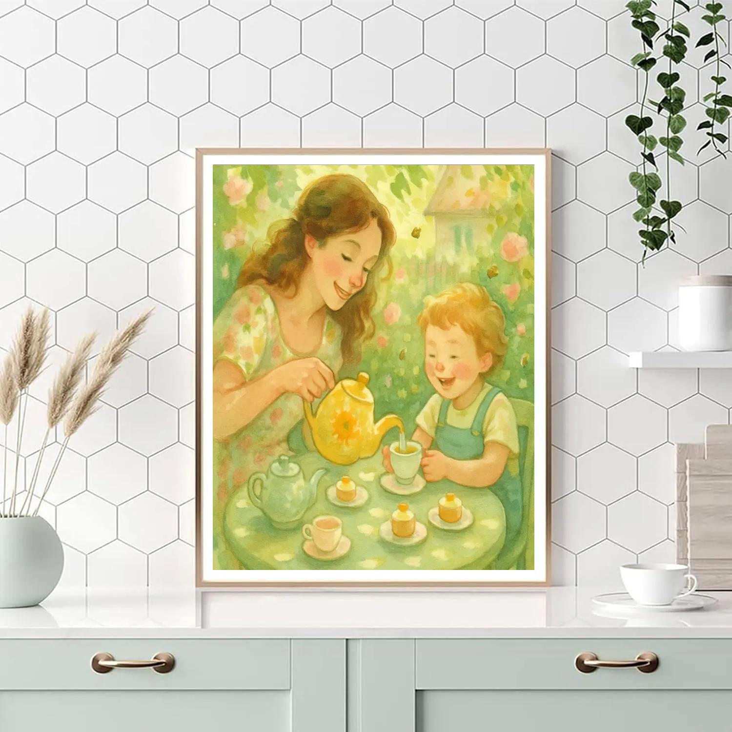 Garden Tea Time Together Number painting