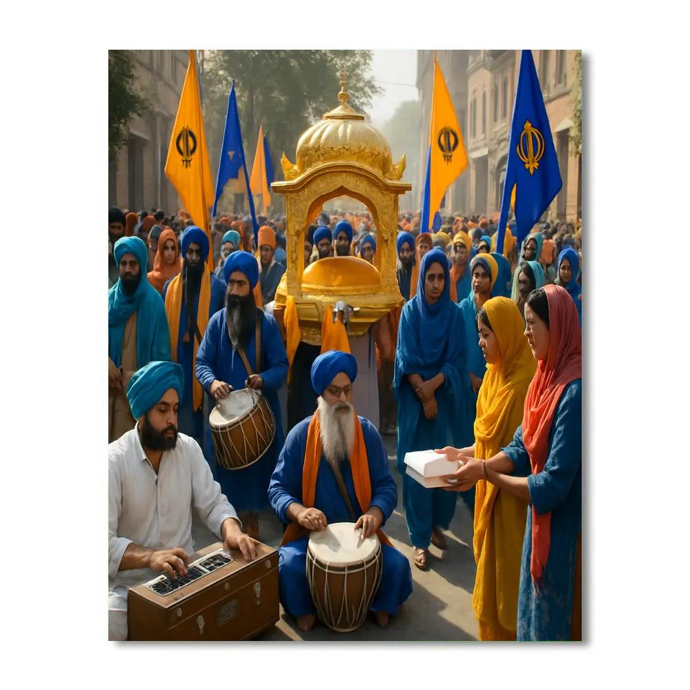 Gurpurab Sikh Nagar Kirtan paint by numbers