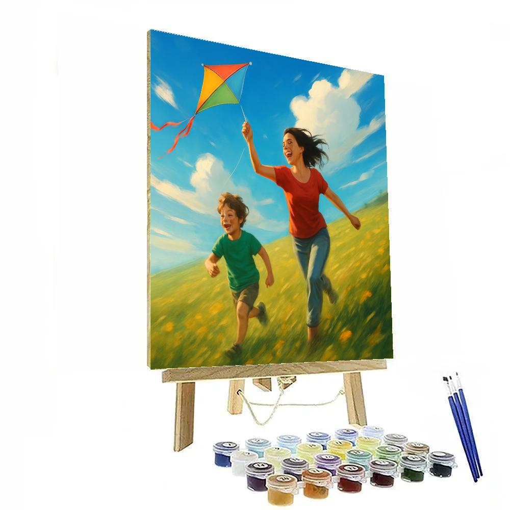 Parent And Child Kite Flying Number painting