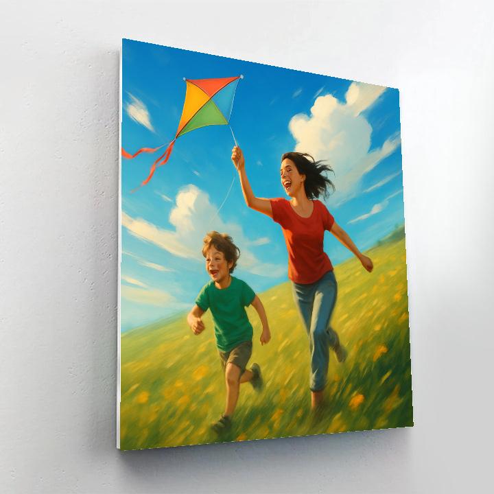 Parent And Child Kite Flying Number painting