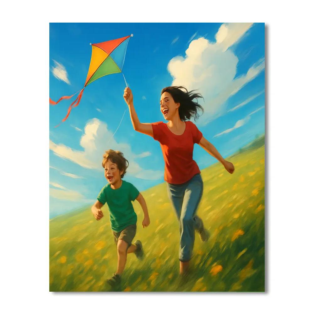 Parent And Child Kite Flying Number painting