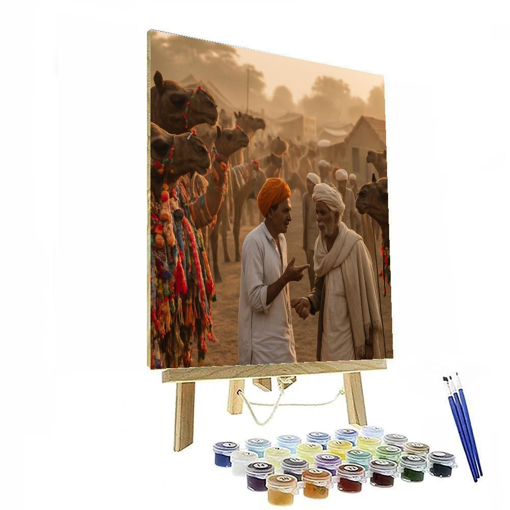 Pushkar Camel Fair Sunrise Market Numbered painting kits