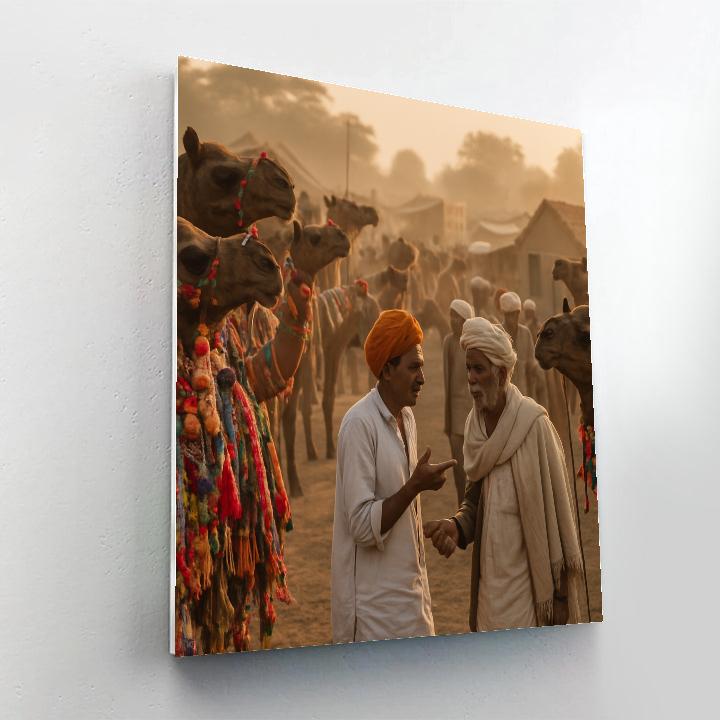 Pushkar Camel Fair Sunrise Market Numbered painting kits