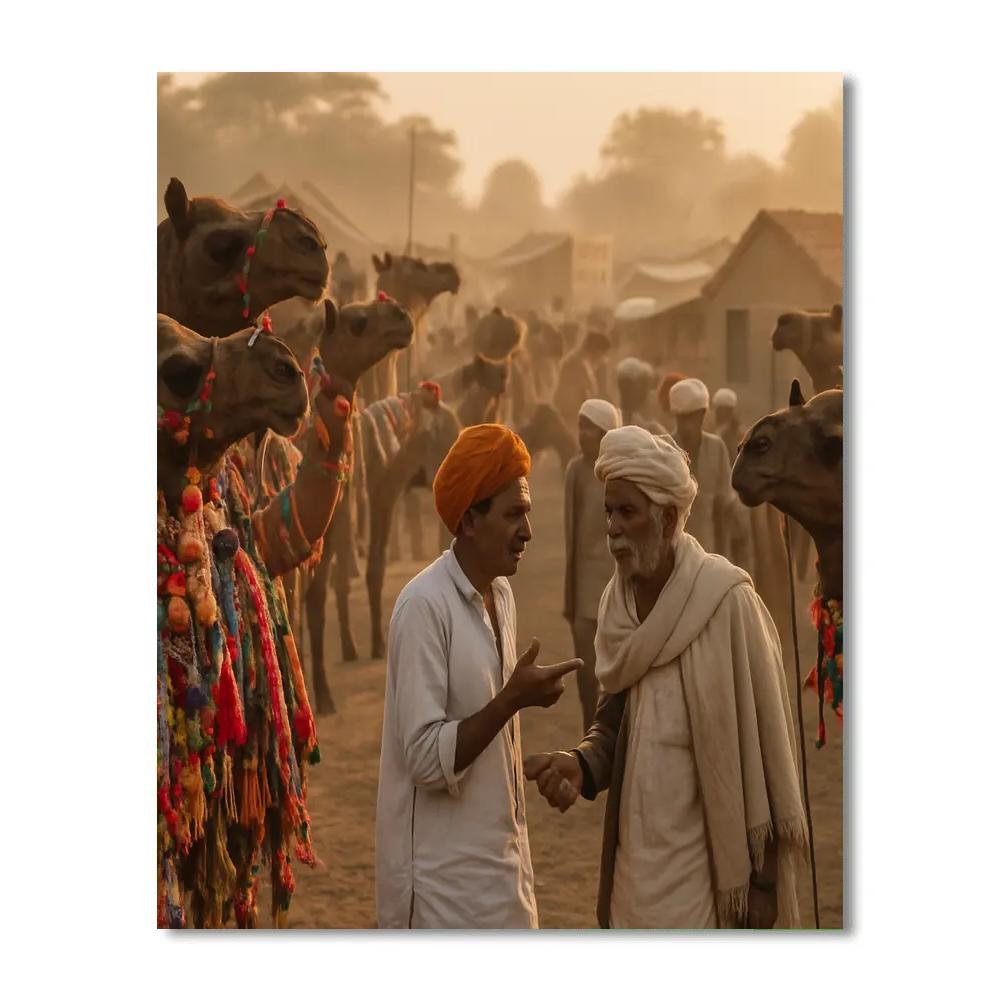Pushkar Camel Fair Sunrise Market Numbered painting kits