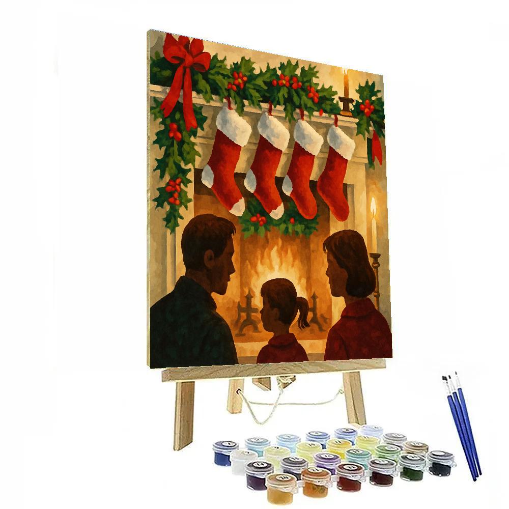 Ribboned Stocking Scene Numbered painting kits