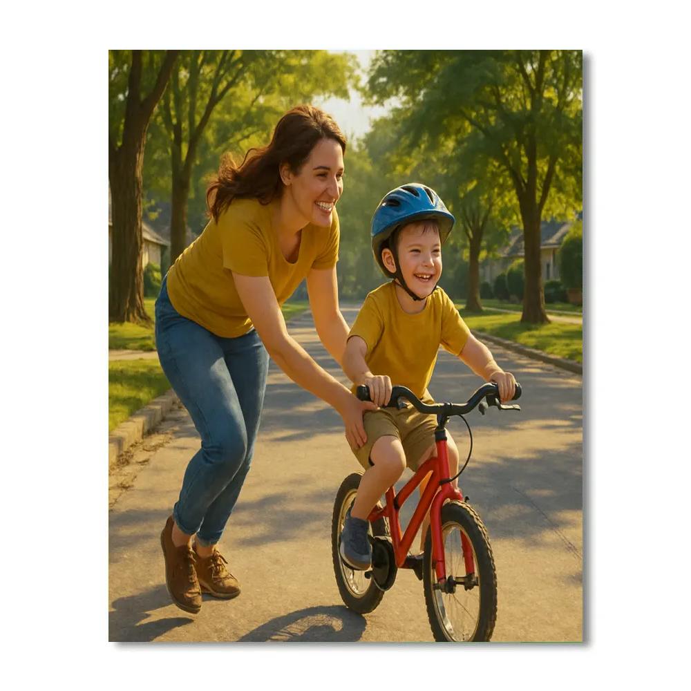 Mother Teaching Bicycle Balance Paint by numbers kits