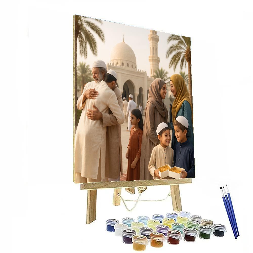 Eid Al Fitr Mosque Gathering Painting by numbers kit