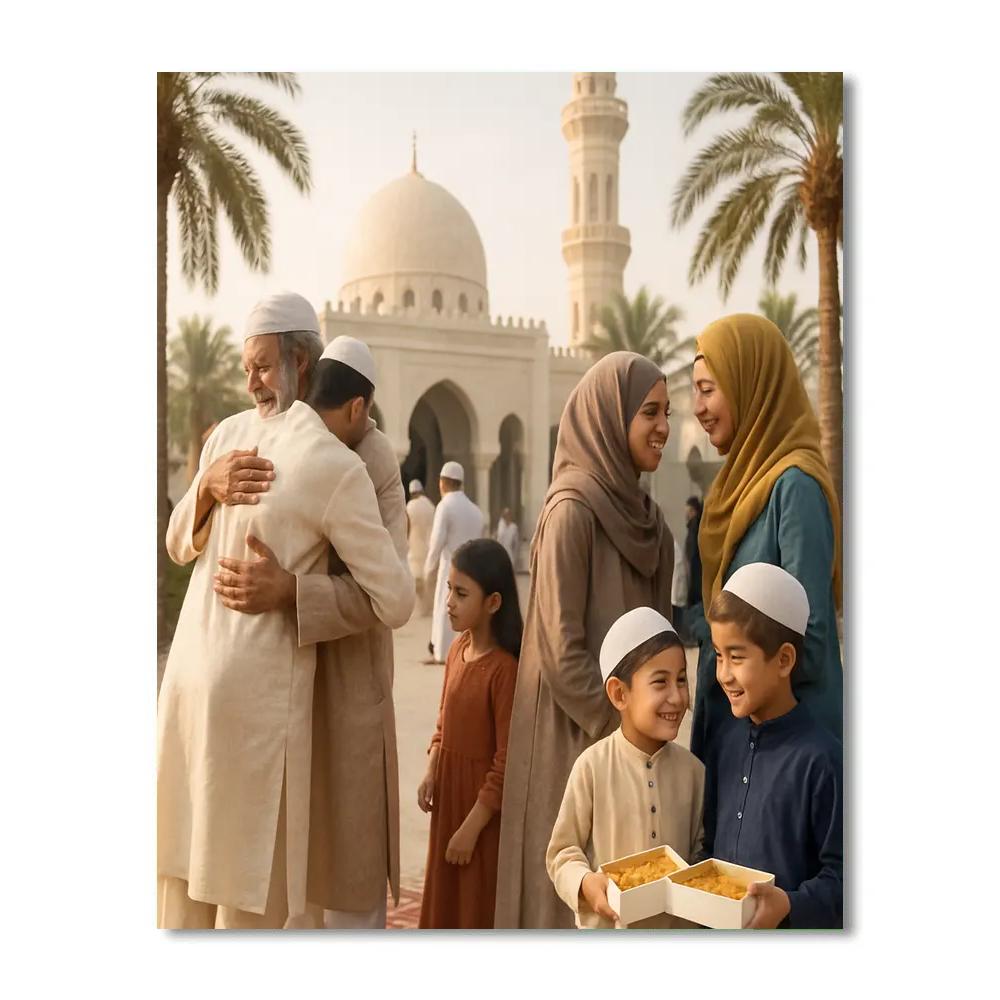 Eid Al Fitr Mosque Gathering Painting by numbers kit