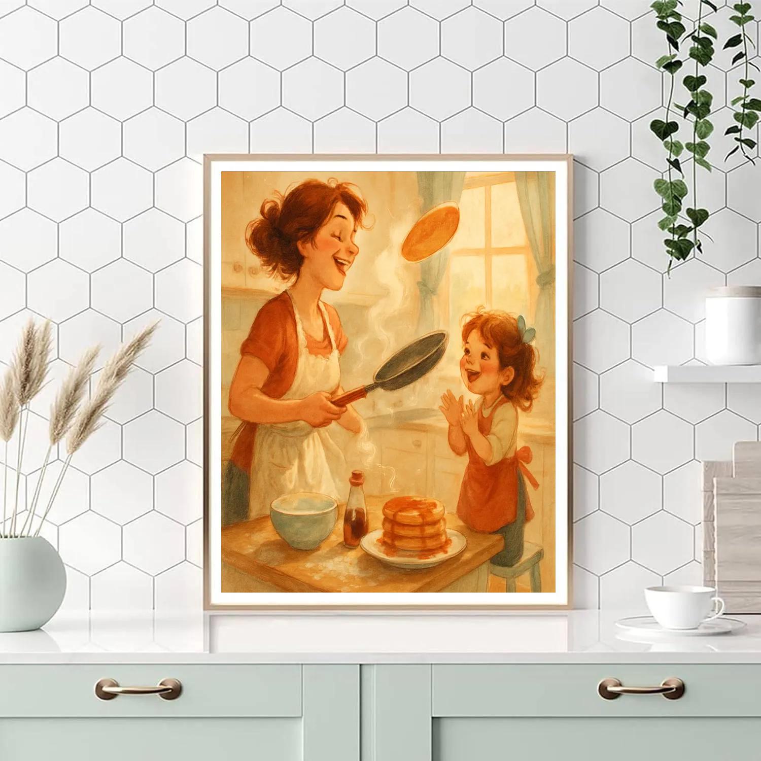Kitchen Dance And Pancake Flip DIY paint by numbers