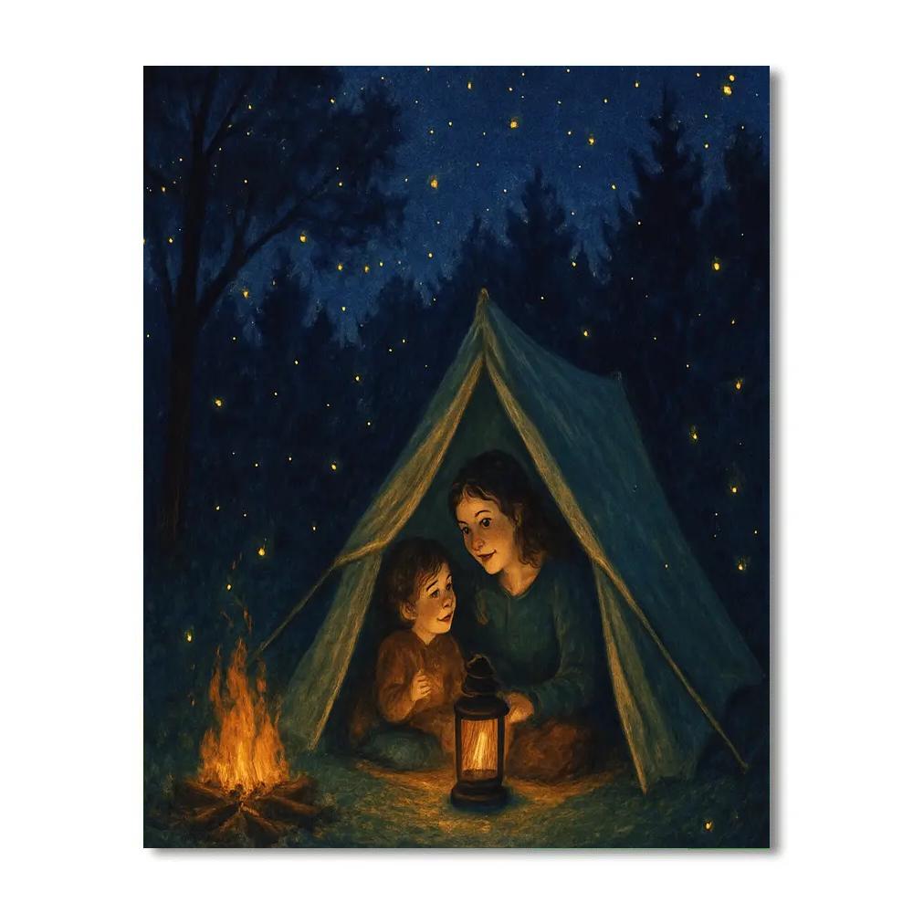 Backyard Camping Story Night paint by color