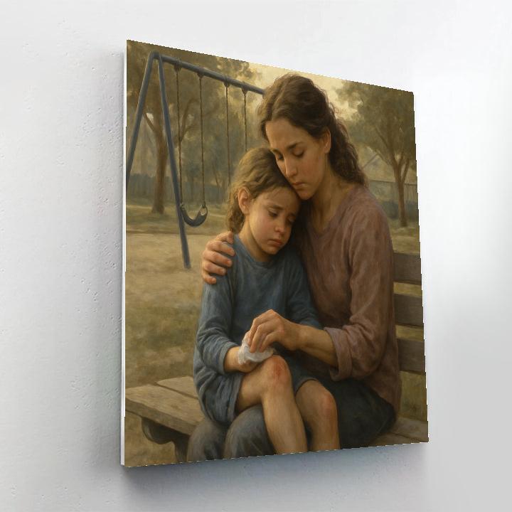 Mother Comforting After Fall DIY paint by numbers
