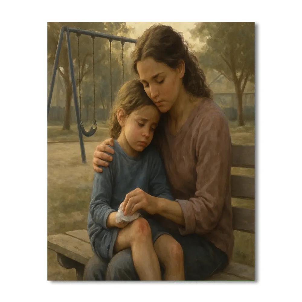 Mother Comforting After Fall DIY paint by numbers
