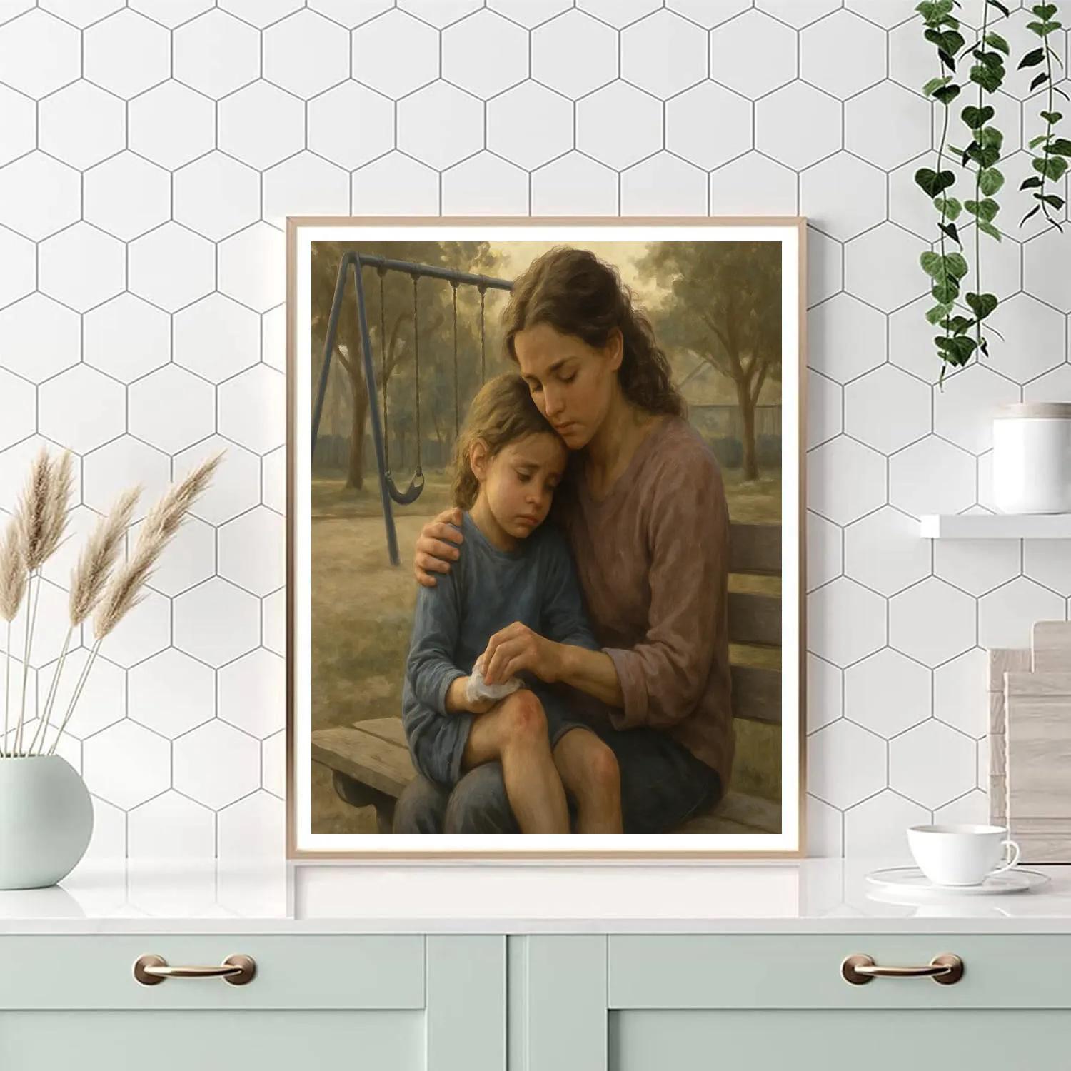 Mother Comforting After Fall DIY paint by numbers