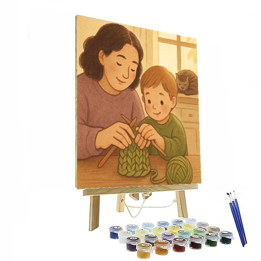 Learning To Knit With Mom paint by number