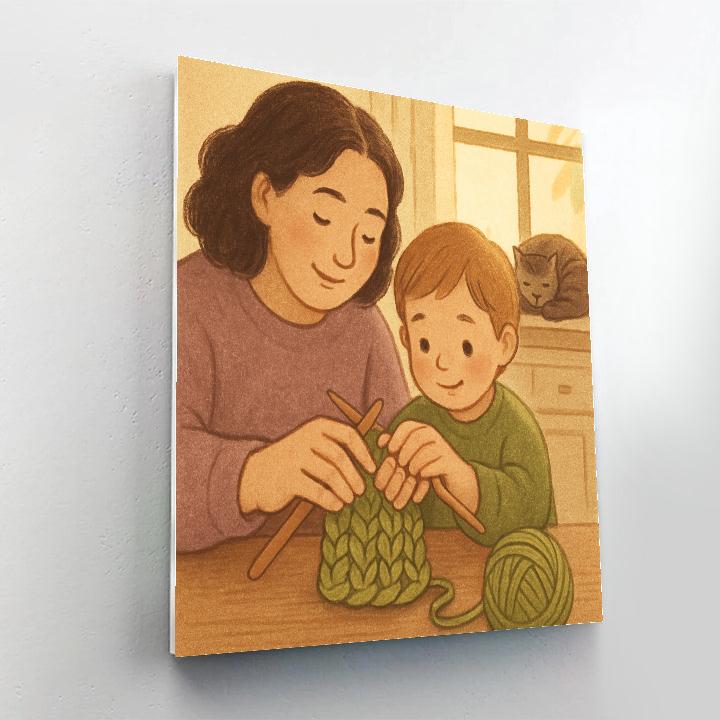 Learning To Knit With Mom paint by number