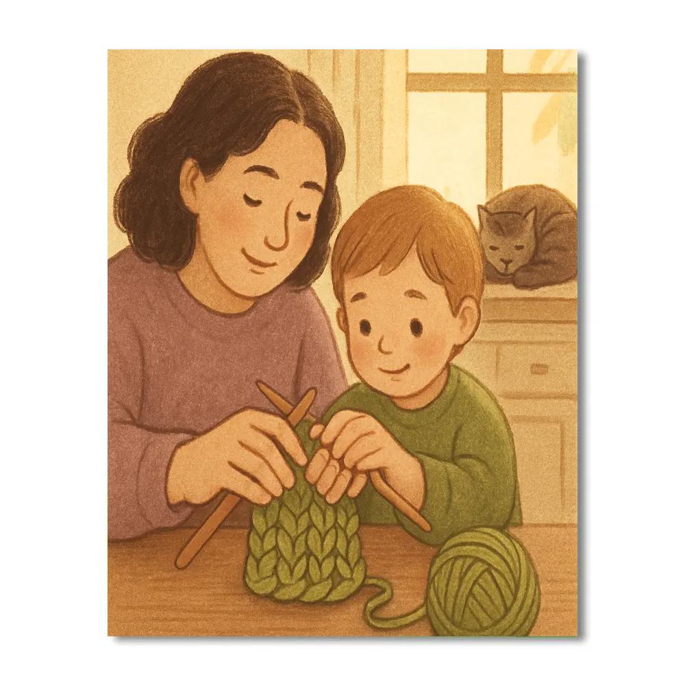 Learning To Knit With Mom paint by number