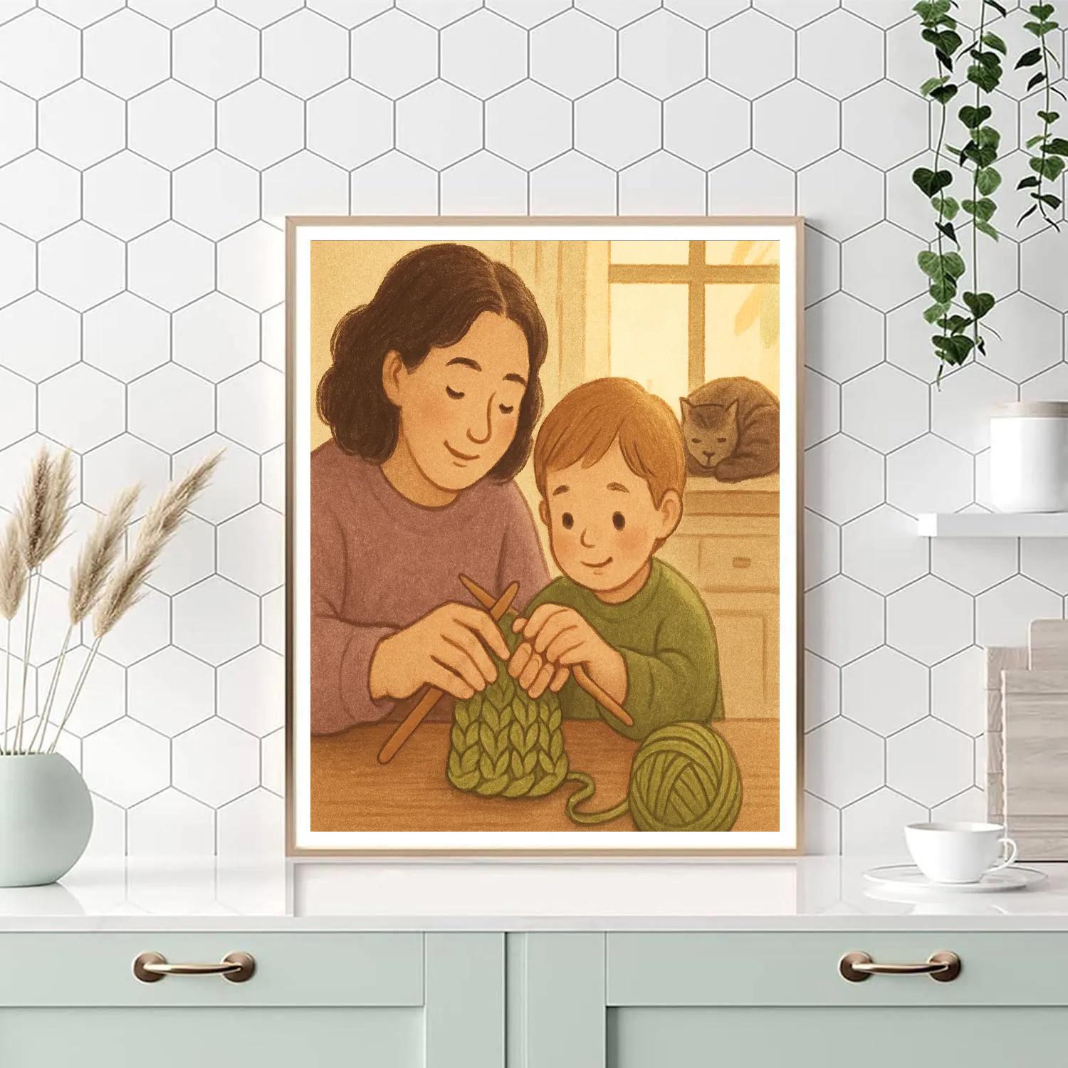 Learning To Knit With Mom paint by number