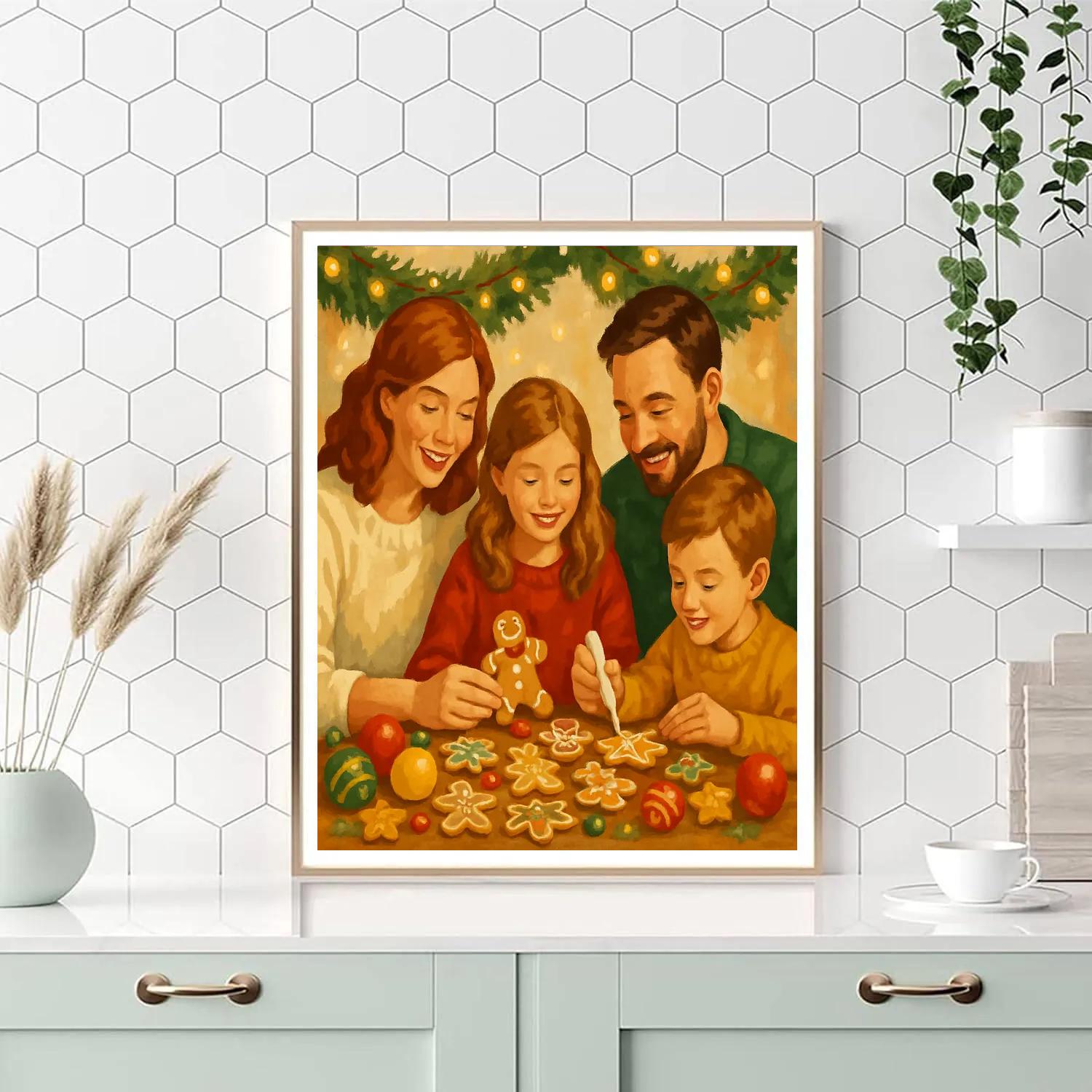 Gingerbread Gathering Glow Painting by numbers kit