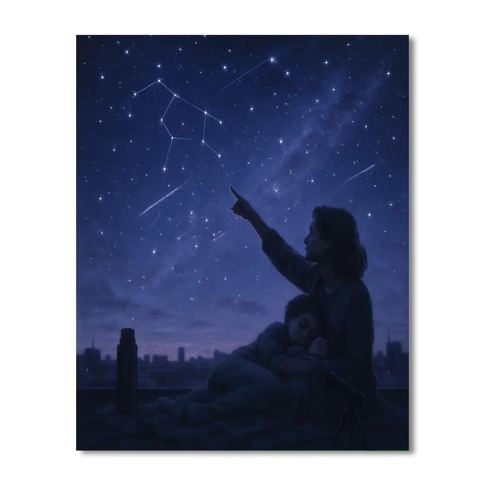 Mother And Child Stargazing Blanket Numbered painting kits