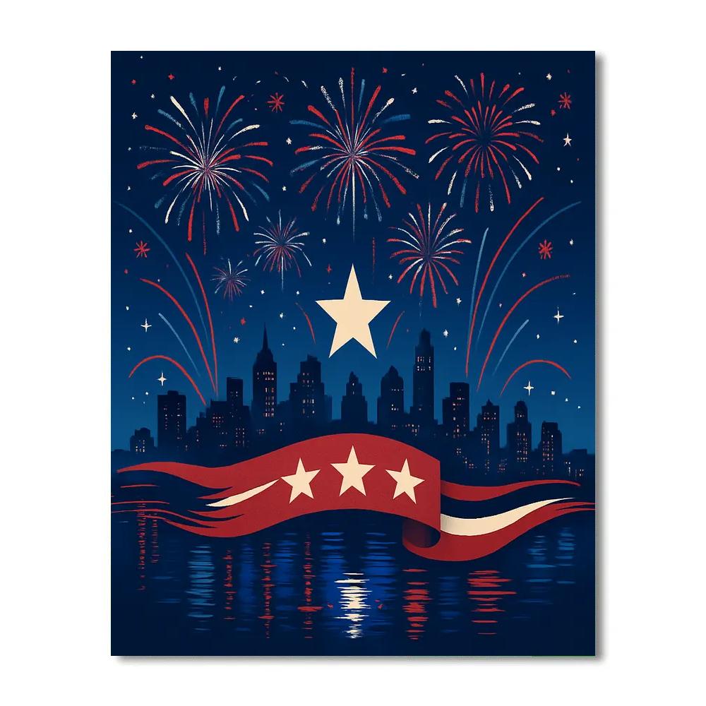 USA Skyline Reverberation Painting by numbers kit