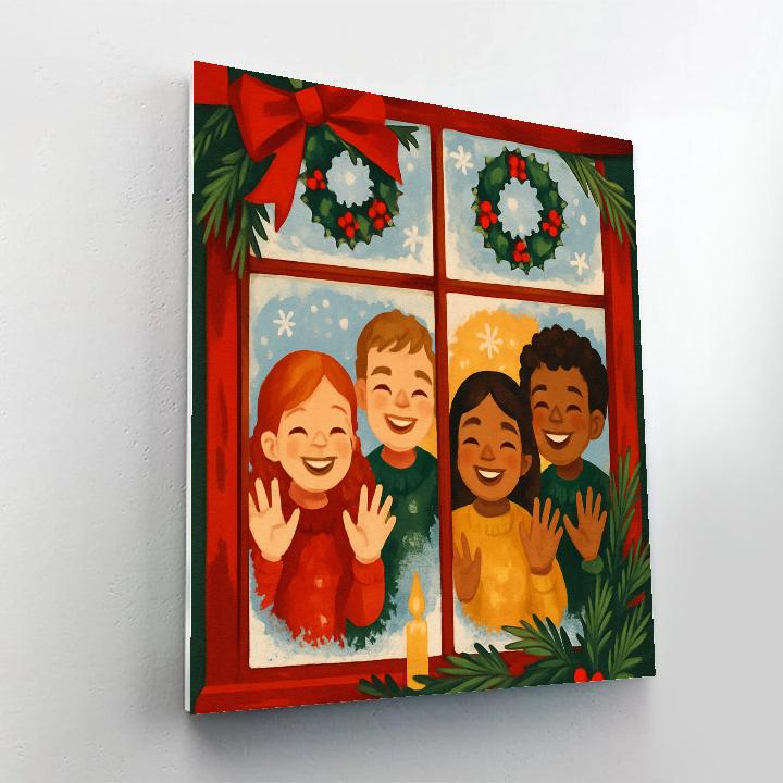 Winter Wishes Window paint by numbers