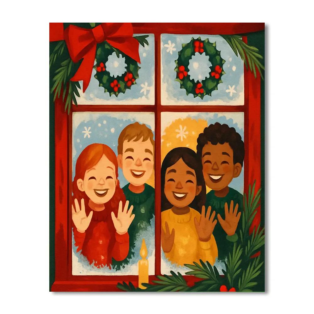 Winter Wishes Window paint by numbers