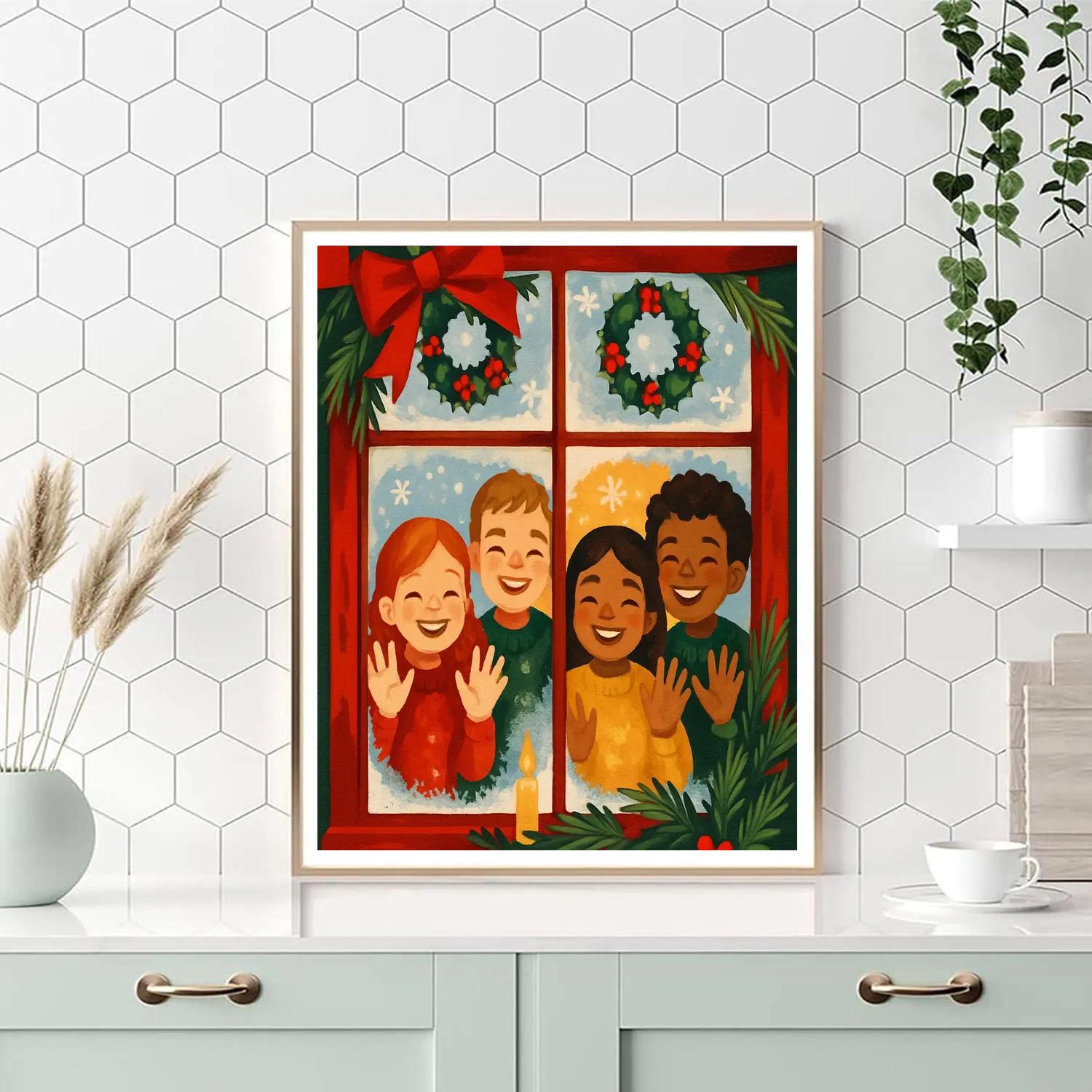 Winter Wishes Window paint by numbers