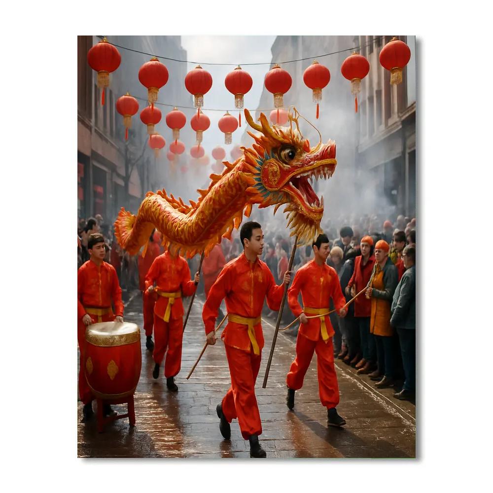 Chinese New Year Dragon Dance Parade Paint by numbers kits