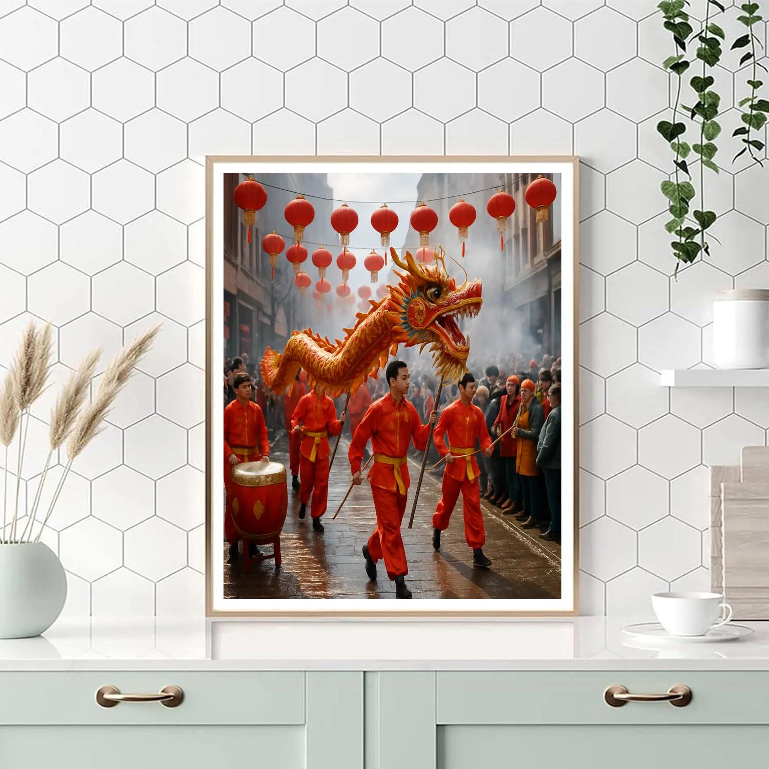 Chinese New Year Dragon Dance Parade Paint by numbers kits