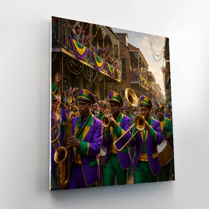 Mardi Gras Street Jazz Parade paint by number