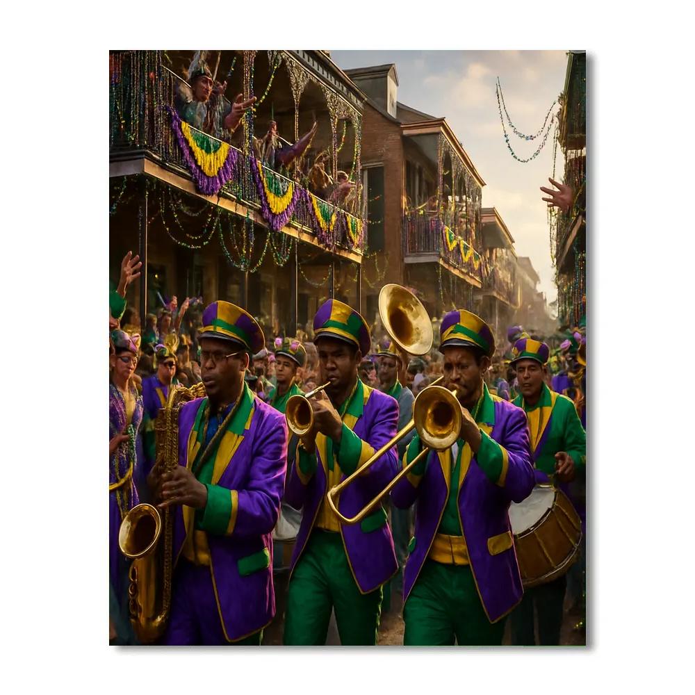 Mardi Gras Street Jazz Parade paint by number