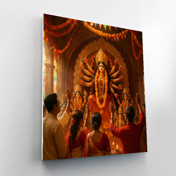 Durga Puja Celebration paint by color