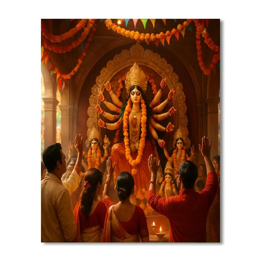 Durga Puja Celebration paint by color
