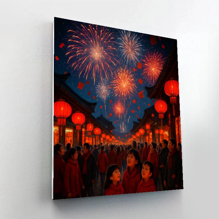 Chinese New Year Fireworks Number painting