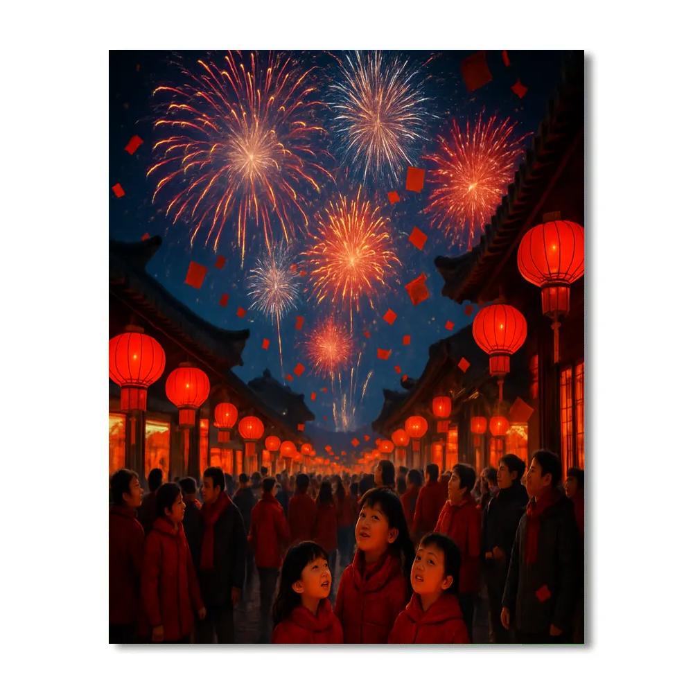 Chinese New Year Fireworks Number painting